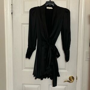 Zimmermann Silk Wrap Mini Dress Black